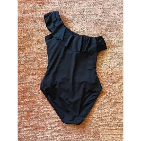 Hilor Black One Shoulder One Piece Swimsuit Women's Great Condition Size S-M - Picture 7 of 7